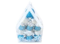 UNIPAP  baňky set 4cm/12ks modré+stříbrné 8886258