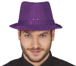 Klobouk flitrový fialový
