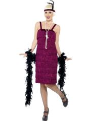 Smiffys  Kostým Jazz Flapper vínová - Velikost S 36-38