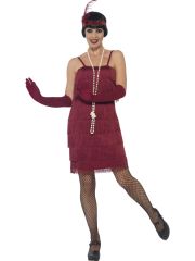 Smiffys  Kostým Flapper krátké šaty vínové - Velikost M 40-42