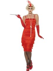 Smiffys  Kostým Flapper dlouhé šaty červené - Velikost L 44-46