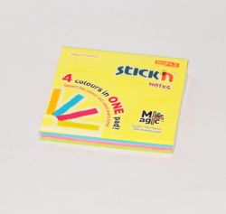 Stick´n  Samolepící bloček Magic, 76x76mm, neon mix, 100 lístků (21571)