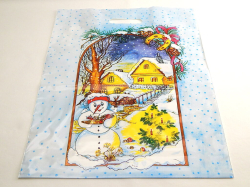 Taška PE Zimní příroda 34x46 cm s  průhmatem