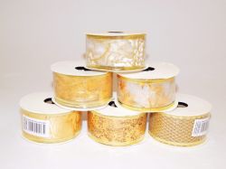 Dekorativní stuha vánoční Organza Gold 3,8cm x 275cm (980830)