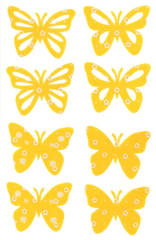 Motýl filcový žlutý 6 cm, 8 ks v sáčku /8884/