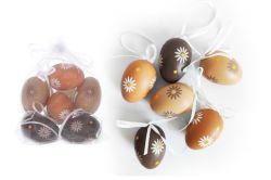 Vajíčko dekorační plastové malované 6 cm, 6ks v organza sáčku  /W033820/