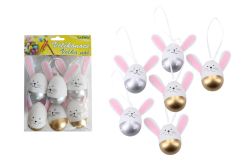 Vajíčko dekorační plastové malované na zavěšení 6 cm, 6ks  /W033825/