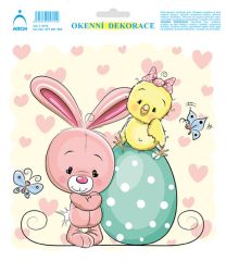 Dekorace okenní - zajíček a kuřátko na vajíčku (5714)