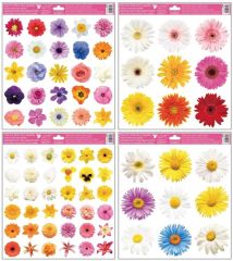 Dekorace okenní folie 30x33,5cm, barevné květiny / 6876
