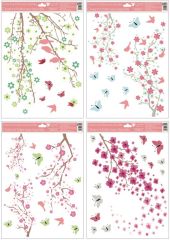 Přerov  Okenní fólie větve v květu s glitry, 30x42 cm/994
