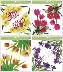 Přerov  Okenní fólie rohová květiny s glitry, 30x33,5 cm/993