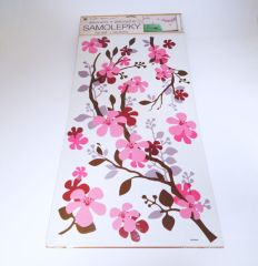 Samolepky na zeď větvička hnědorůžová 60x32 cm /1076