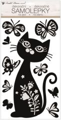 Samolepka pokoj. prostorová kočka s motýly 24 x 47 cm / 10491