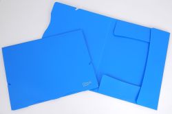 PP Karton  Složka A4 , 3 klopy  s gumou , modrá 2-530
