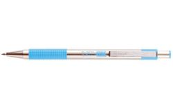 Kuličkové pero F 301, modrá, 0,24 mm, modré tělo z nerezové oceli, ZEBRA 90702
