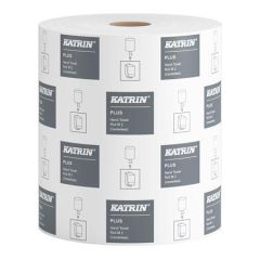 Papírové utěrky Plus M/100, sněhově bílá, role, 2-vrstvé, 6 ks/balení, KATRIN 95517 ,balení 6 ks