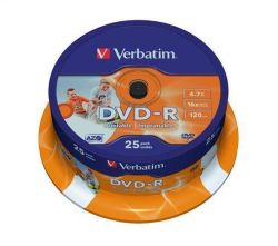Verbatim  DVD-R 4,7GB, 16x, Printable, Verbatim, 25-cake ,balení 25 ks