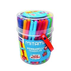 Fixy, sada, 100 ks, omyvatelné, 3 mm, trojhranné, MITAMA 62876 ,balení 100 ks