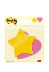 3M POSTIT  Samolepicí bloček ve tvaru hvězda a srdce, žlutá a růžová, 70 x 72 mm, 2x 30 listů, 3M POSTIT 710023 ,balení 60 ks