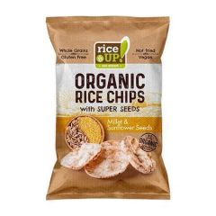 RICE UP  Rýžové chipsy Bio, jáhly a slunečnicová semínka, 25 g, RICE UP