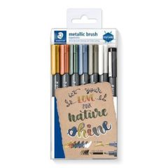 STAEDTLER  Štětcové fixy Design Journey Metallic Brush, 6 metalických barev, 1-6 mm, STAEDTLER 8321 TB7