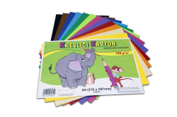 Kreslicí karton barevný A4/60/180g - mix 12 barev, STEPA ,balení 60 ks