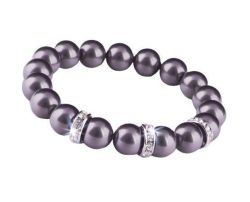 Náramek, ze stříbrno-slézových SWAROVSKI perel, s rondella krystalem, 10 mm, ART CRYSTELLA 1831XGY08