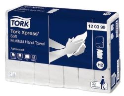 Papírové ručníky Xpress Soft Multifold, bílá, skládané, 2vrstvé, H2 systém, 136 listů, TORK 120399