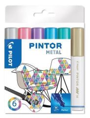 PILOT  Set dekorativních popisovačů Pintor M, metalická, 6 barev, 1,4 mm, PILOT