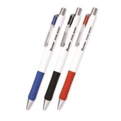 Kuličková pera Senior, mix barev, 0,4 mm, stiskací mechanismus, modrý inkoust, FLEXOFFICE ,balení 36 ks