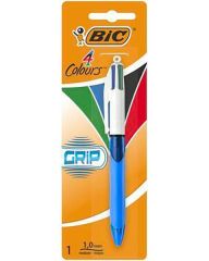 Kuličkové pero 4 Colours Originals Grip, čtyři barvy, 0,32 mm, zatahovací, blistr, BIC 8871292