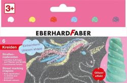 Křída na chodník Unikornis, 6 třpytivých barev, EBERHARD-FABER E526560