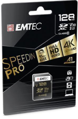 Paměťová karta SpeedIN, SDXC, 128GB, UHS-I/U3/V30, 95/85 MB/s, EMTEC ECMSD128GXC10SP
