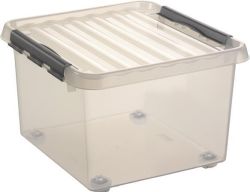Úložný box Q-line, transparentní, s víkem, s kolečky, 26 l, plast, HELIT