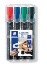 STAEDTLER  Permanentní popisovač Lumocolor 350, sada, 4 barvy, klínový hrot, STAEDTLER