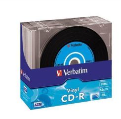 Verbatim  CD-R 700MB, 80min., 52x, Vinyl, DLP Crystal AZO, Verbatim, slim box ,balení 10 ks