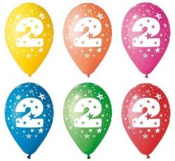 Balónek, s číslem 2, 26 cm ,balení 5 ks