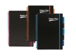 Pukka Pad  Blok Neon černý notepad, A4, mix barev, linkovaný, 100 listů, spirálová vazba, PUKKA PAD