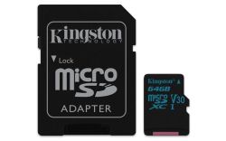 Paměťová karta Micro SDXC, 64GB, U3, UHS-I, 90/45MB/s, s adaptérem, KINGSTON Canvas Go