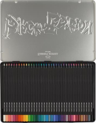 Barevné pastelky Black Edition, 36 barev, trojhranné, kovová krabička, FABER-CASTELL 116437