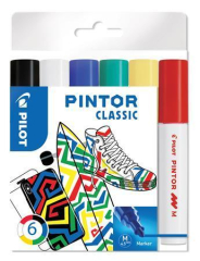 Set dekorativních popisovačů Pintor M, 6 barev klasik, 1,4 mm, PILOT