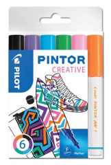 Set dekorativních popisovačů Pintor F, 6 barev fun, 1 mm, PILOT