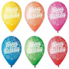 Balónek, Happy Birthday, 30 cm ,balení 10 ks