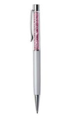 Kuličkové pero SWAROVSKI® Crystals, krémově bílá, růžové krystaly v horní části pera, 14 cm, ART CRY