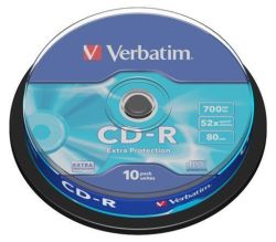Verbatim  CD-R 700MB, 80min., 52x, DL Extra Protection, Verbatim, 10-cake ,balení 10 ks