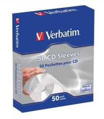 Verbatim  CD/DVD papírová obálka s okénkem, lepící, bílá, Verbatim, 50ks/balení ,balení 50 ks