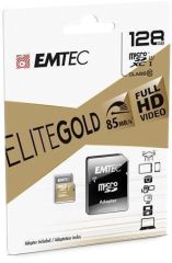 Paměťová karta Elite Gold, microSDXC, 128GB, UHS-I/U1, 85/20 MB/s, adaptér, EMTEC ECMSDM128GXC10GP
