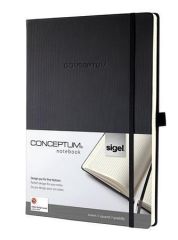 Záznamní kniha Conceptum, černá, čtverečkovaná, tvrdé desky, A6, 194 listů, SIGEL