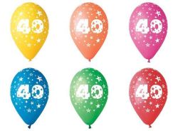 Balónek, s číslem 40, 26 cm ,balení 5 ks