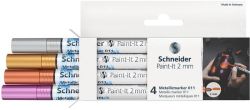 SCHNEIDER  Akrylové popisovače Paint-It 011, 4 kovové barvy, 2 mm, SCHNEIDER ML01111501